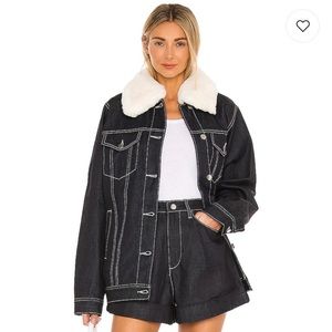 WeWoreWhat Oversized Faux Fur Denim Jacket